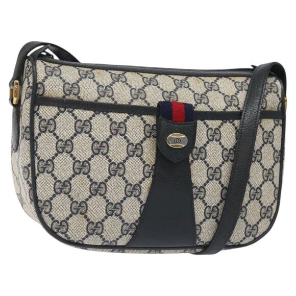 GUCCI GG Supreme Sherry Line Shoulder Bag PVC Beige Gold 02 14 032 Auth - Picture 1 of 16